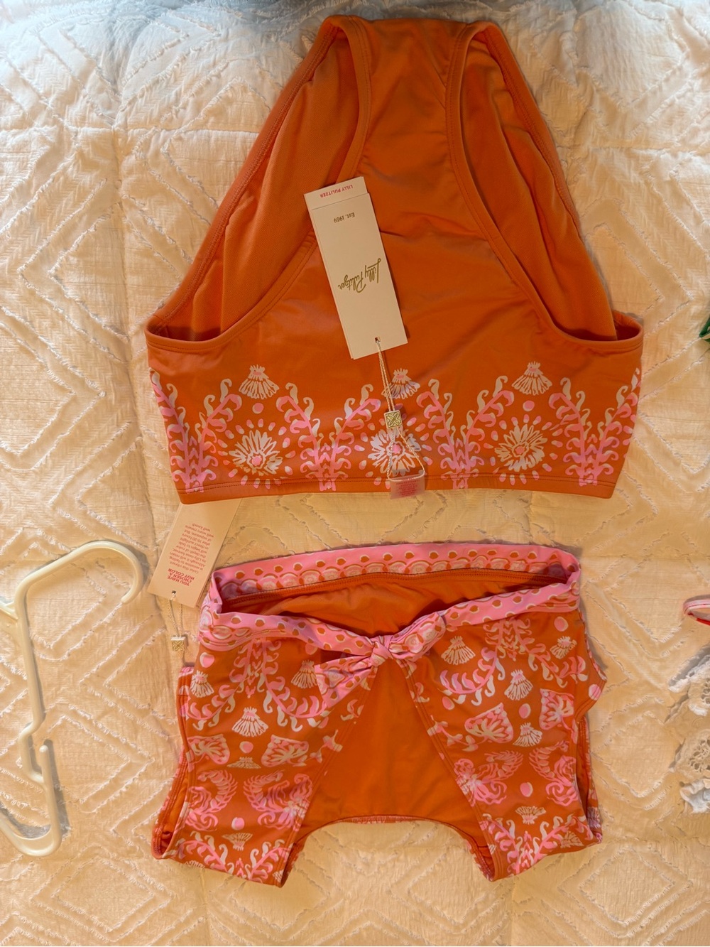 Lilly Pulitzer Orange Swim Top & Pink Accent Printed Bikini Set